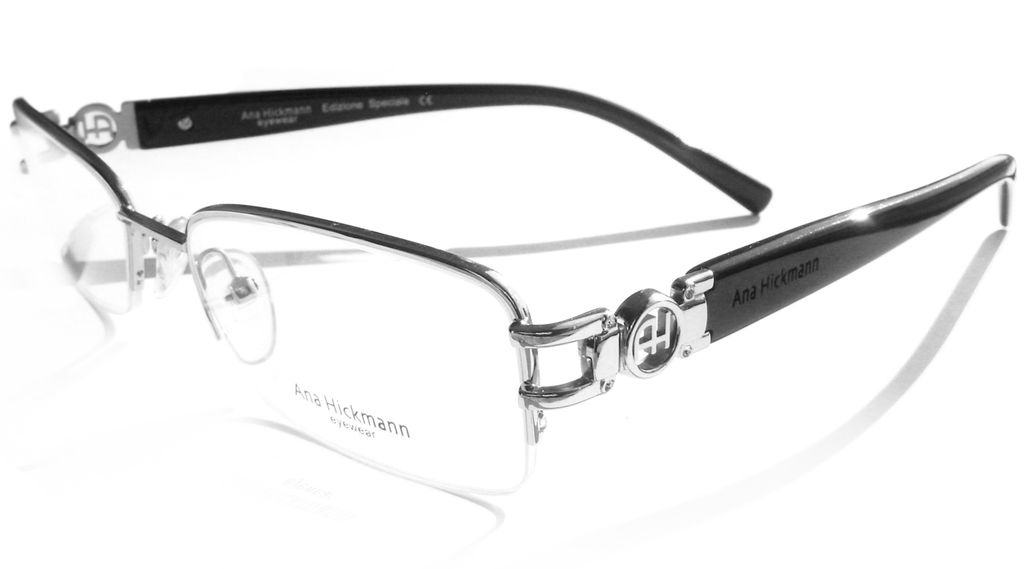Классическая прямоугольная оправа для очков Ana Hickmann AH1090 13A Silver/Black