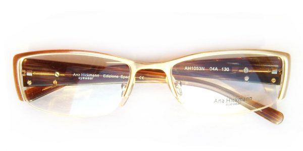 Модная полуободковая оправа для очков Ana Hickmann AH 1053 N 04A Gold/Brown - изображение 5