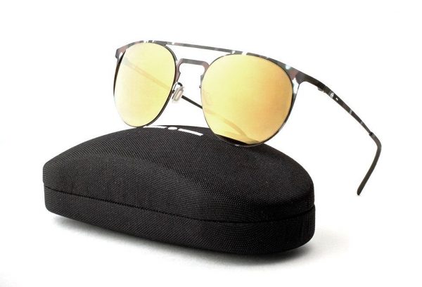 Ультратонкие круглые очки с двойным мостом Italia Independent 0206 093 Brown camouflage - изображение 9