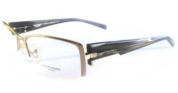 Модная полуободковая оправа для очков Ana Hickmann AH 1053 N 02H Silver/Black - изображение 1
