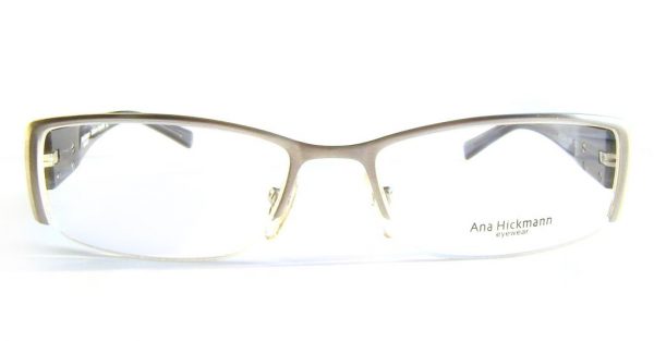 Модная полуободковая оправа для очков Ana Hickmann AH 1053 N 02H Silver/Black - изображение 2