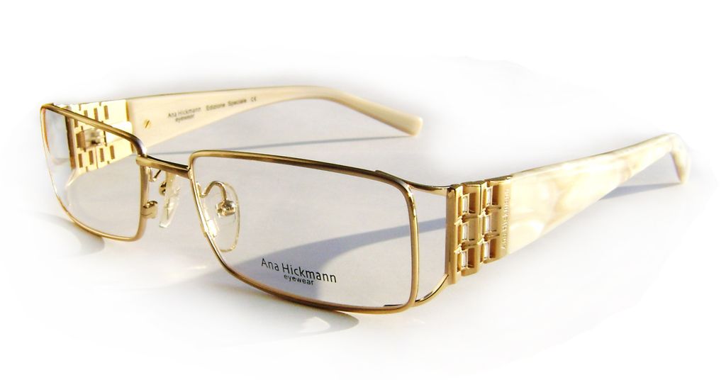 Модная прямоугольная оправа для очков Ana Hickmann AH1086 04H Gold с кристаллами Swarovski