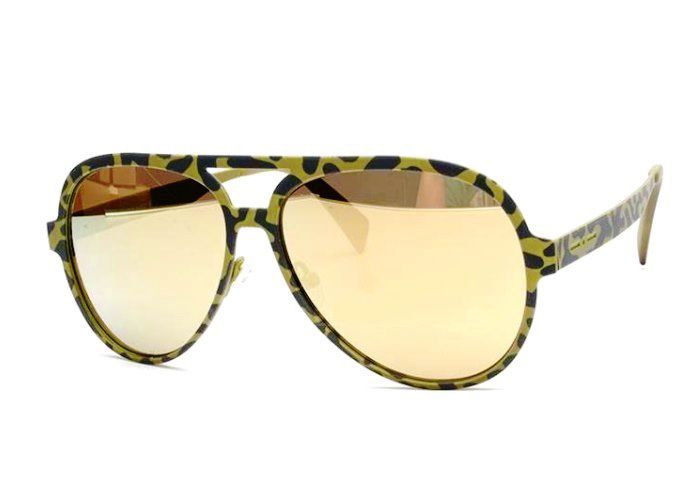 Крупные очки авиатор из прорезиненного металла Italia Independent 0021 Thermic 063 Yellow Хамелеон