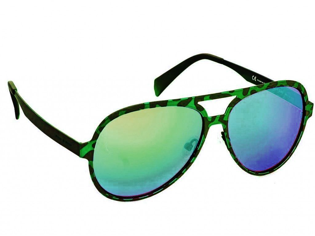 Крупные очки авиатор из прорезиненного металла Italia Independent 0021 Thermic 033 Green Хамелеон