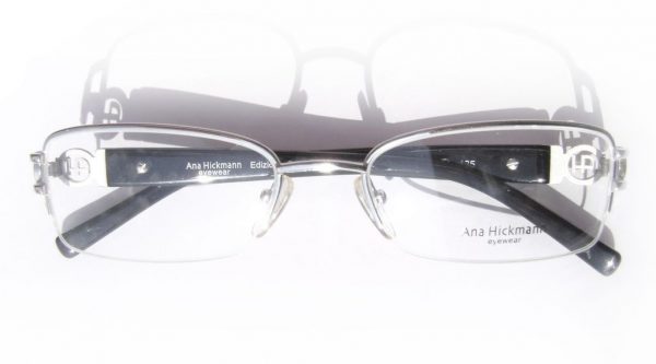 Классическая прямоугольная оправа для очков Ana Hickmann AH1090 13A Silver/Black - изображение 4