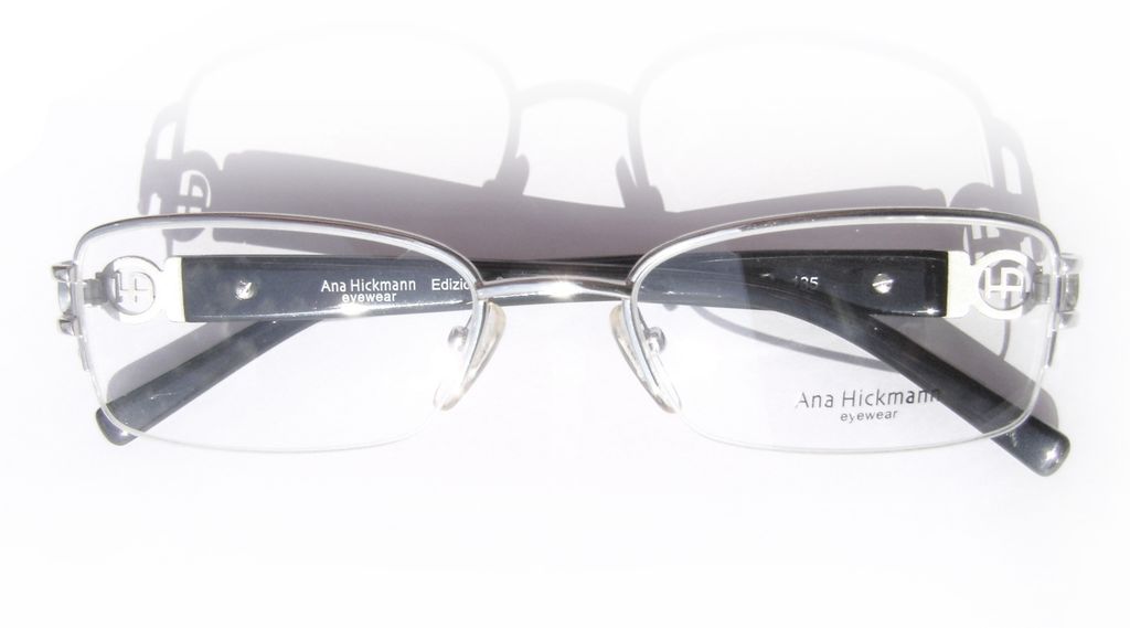 Классическая прямоугольная оправа для очков Ana Hickmann AH1090 13A Silver/Black