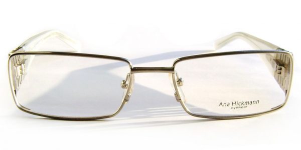 Модная прямоугольная оправа для очков Ana Hickmann AH1086 02H Silver с кристаллами Swarovski - изображение 2