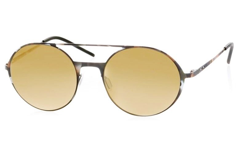 Ультратонкие круглые очки с двойным мостом Italia Independent 0207 093 Brown havana