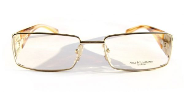 Модная прямоугольная оправа для очков Ana Hickmann AH1086 04A Gold с кристаллами Swarovski - изображение 2
