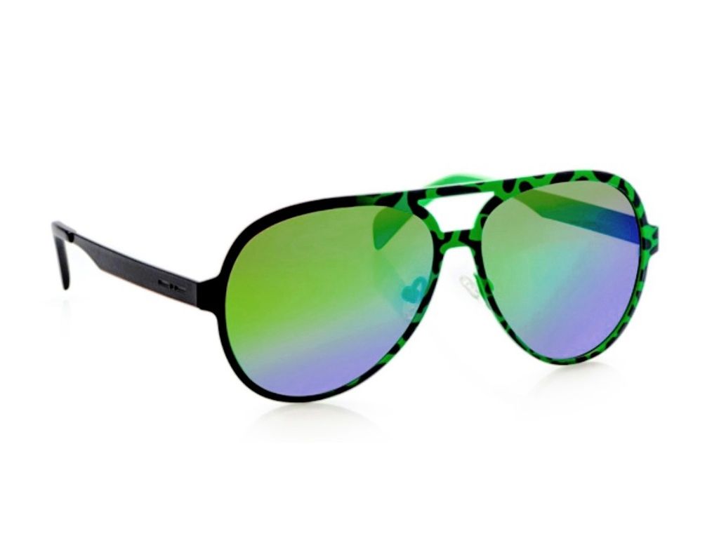 Крупные очки авиатор из прорезиненного металла Italia Independent 0021 Thermic 033 Green Хамелеон