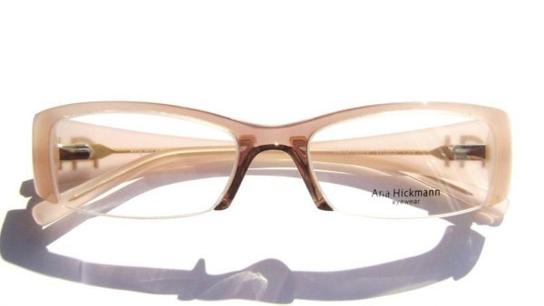 Модная полуободковая оправа для очков Ana Hickmann AH6106N W08S Персиковая - изображение 4
