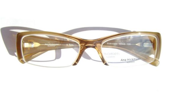 Модная полуободковая оправа для очков Ana Hickmann AH6106N W06S Янтарная - изображение 5