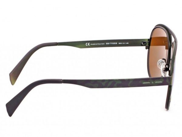 Крупные очки авиатор из прорезиненного металла Italia Independent 0021 Thermic 033 Green Хамелеон - изображение 4