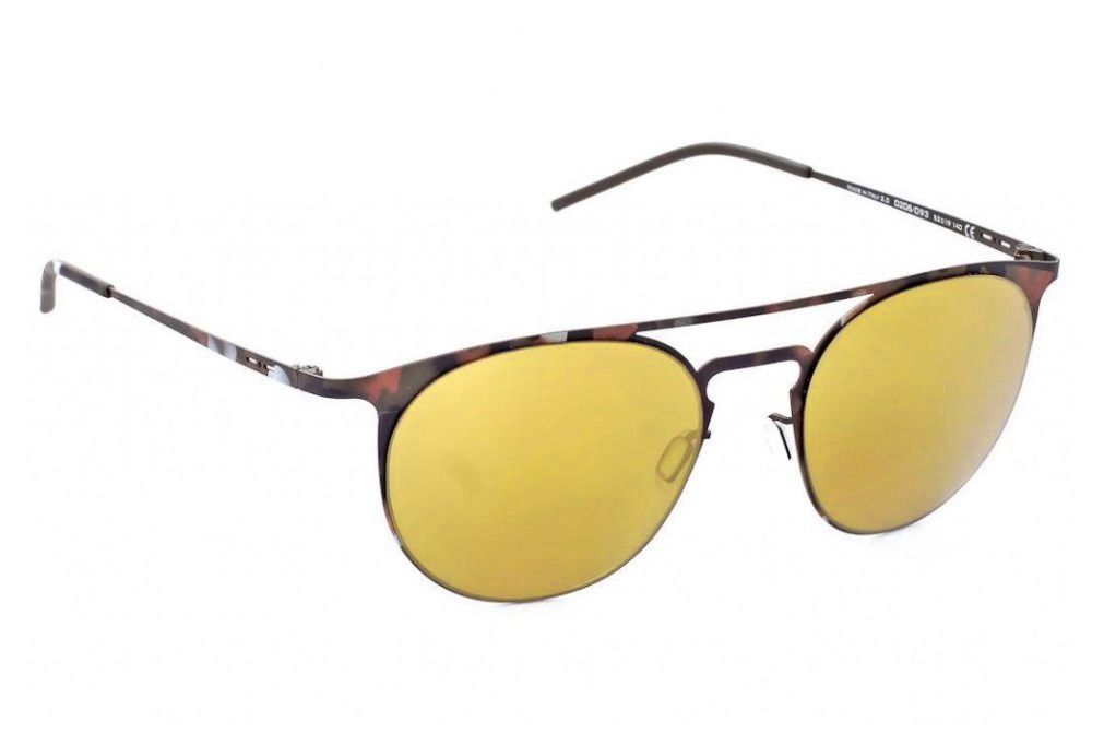 Ультратонкие круглые очки с двойным мостом Italia Independent 0206 093 Brown camouflage