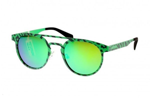 Круглые очки с двойным мостом из прорезиненного металла Italia Independent 0020 Thermic 033 Green Хамелеон